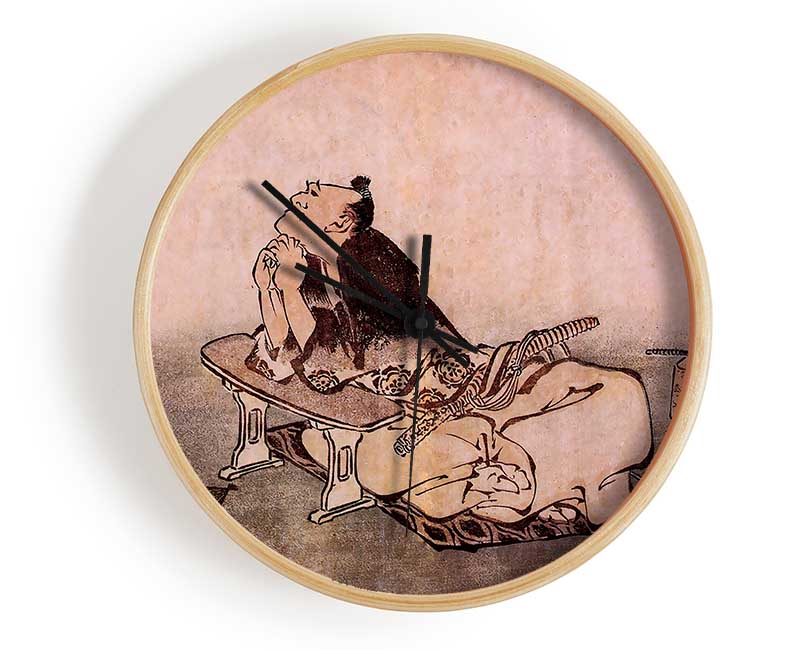 Hokusai A Philosopher Looking At Two Butterflies Clock - Wallart-Direct UK