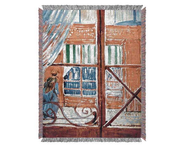 Van Gogh A Pork Butchers Shop Seen From A Window Woven Blanket