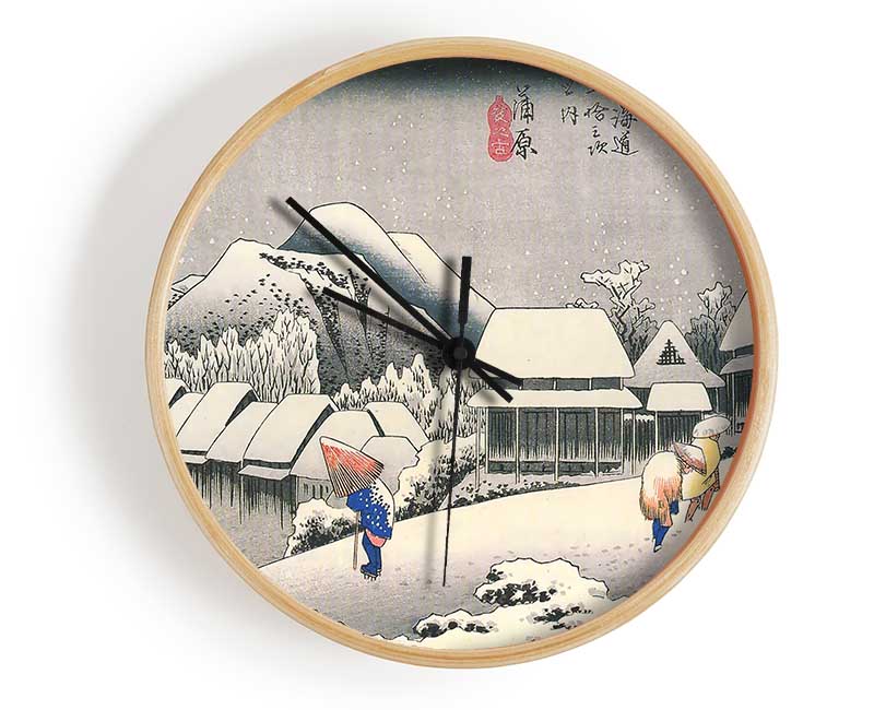 Hiroshige A Village In The Snow Clock - Wallart-Direct UK