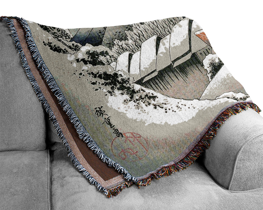 Hiroshige A Village In The Snow Woven Blanket