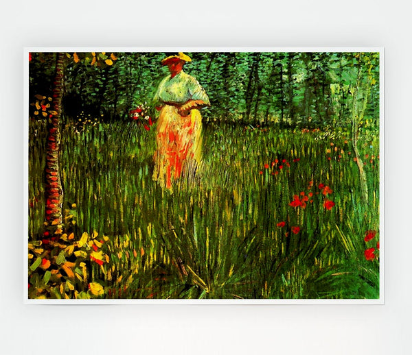 Van Gogh A Woman Walking In A Garden Print Poster Wall Art