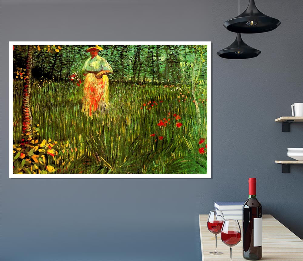 Van Gogh A Woman Walking In A Garden Print Poster Wall Art