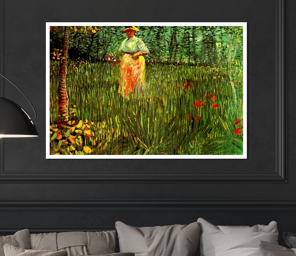 Van Gogh A Woman Walking In A Garden Print Poster Wall Art