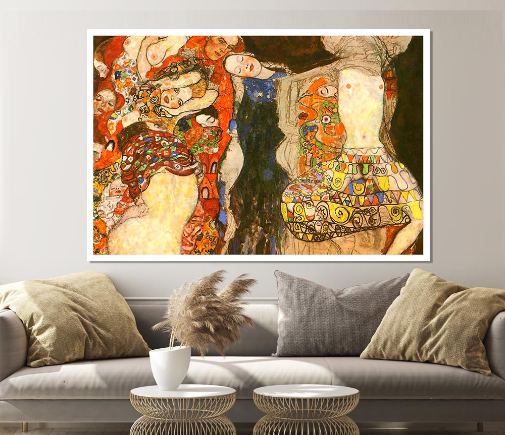 Klimt Adorn The Bride With Veil And Wreath Print Poster Wall Art