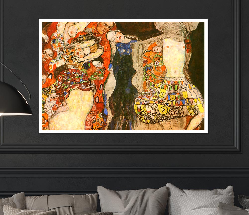 Klimt Adorn The Bride With Veil And Wreath Print Poster Wall Art