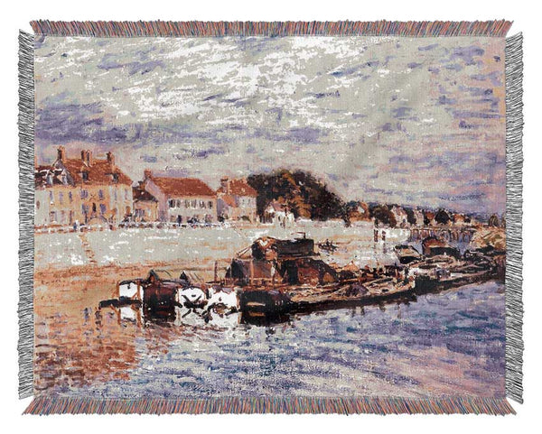 Sisley Barges On The Loing Woven Blanket