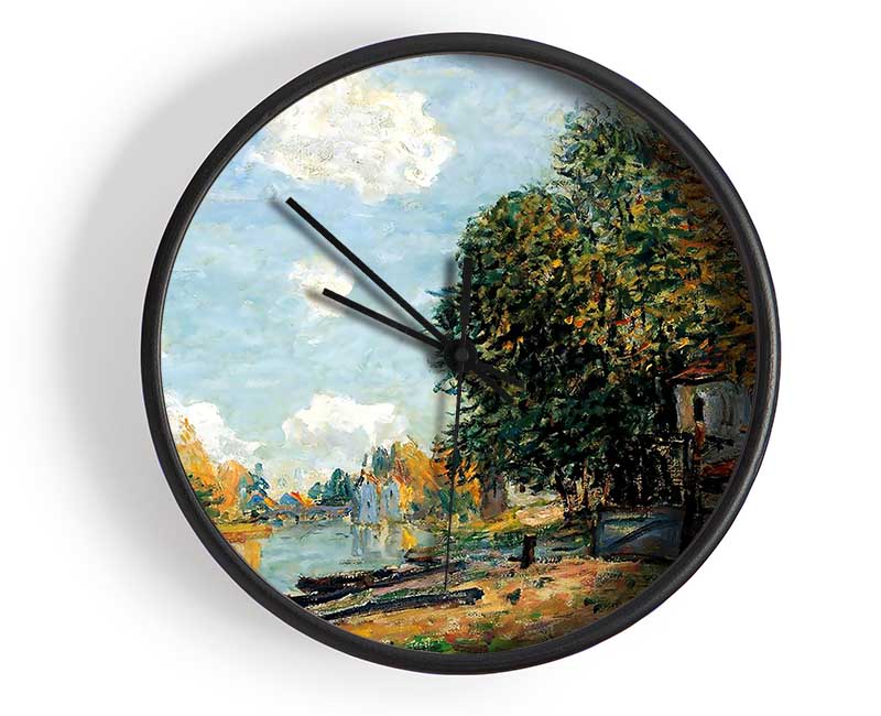 Sisley Moret On The Banks Of The River Loing Clock - Wallart-Direct UK