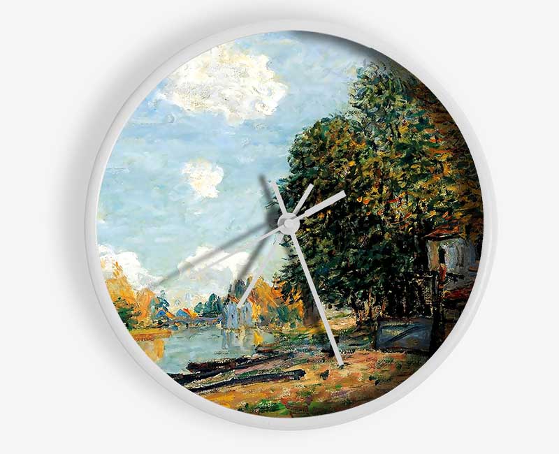 Sisley Moret On The Banks Of The River Loing Clock - Wallart-Direct UK