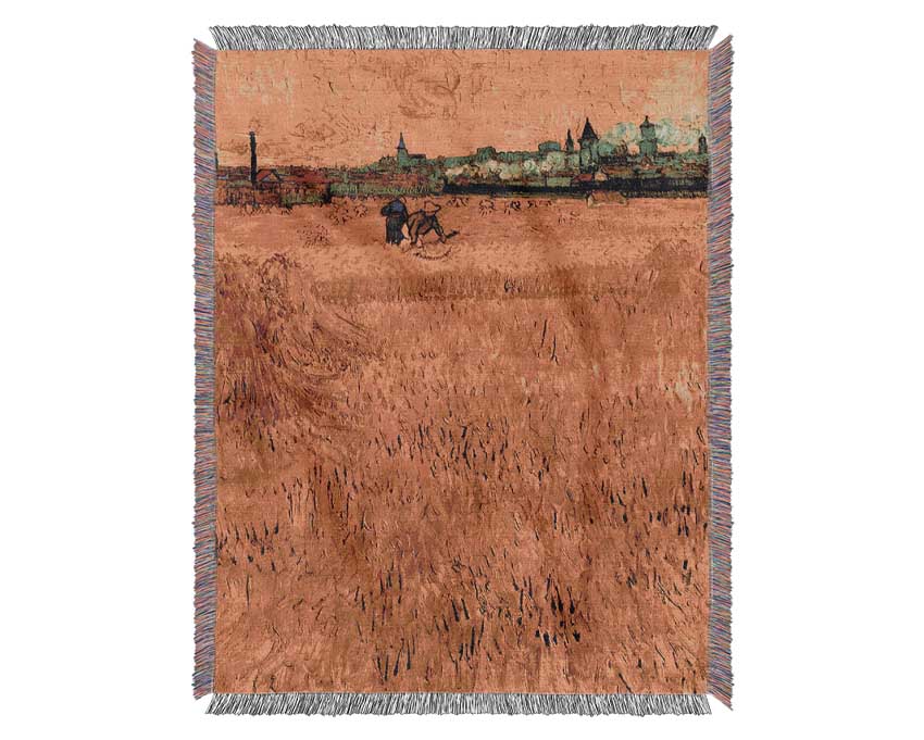 Van Gogh Arles View From The Wheat Fields Woven Blanket