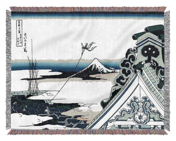 Hokusai Asakusa Honganji Temple Woven Blanket