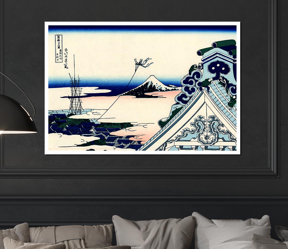 Hokusai Asakusa Honganji Temple Print Poster Wall Art