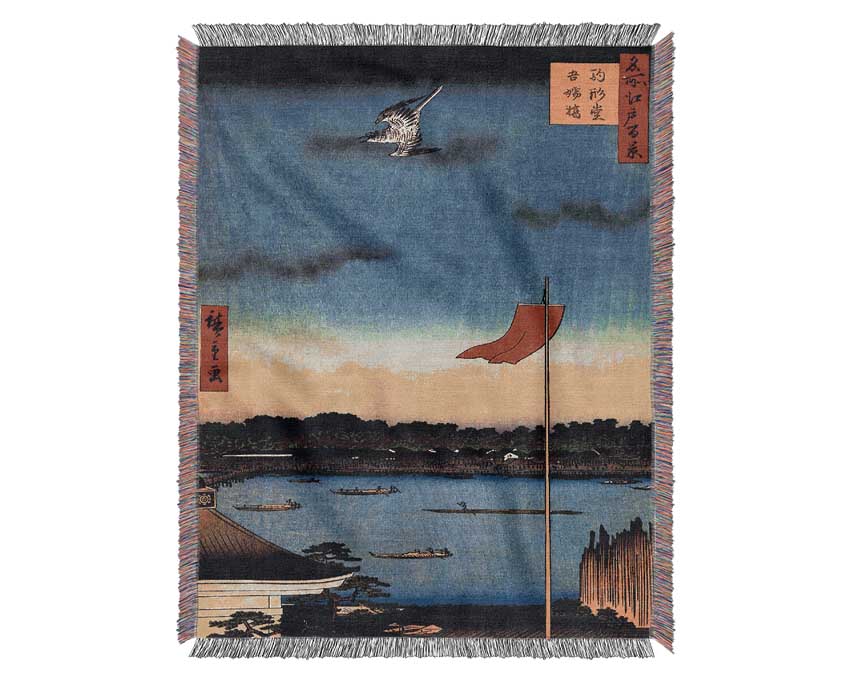 Hiroshige Azuma Bridge Woven Blanket