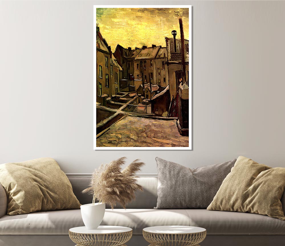 Van Gogh Backyards Of Old Houses In Antwerp In The Snow Print Poster Wall Art