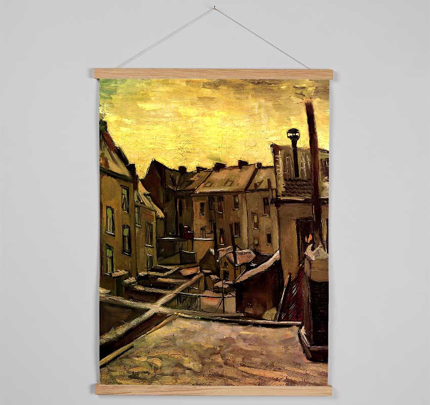 Van Gogh Backyards Of Old Houses In Antwerp In The Snow Hanging Poster - Wallart-Direct UK