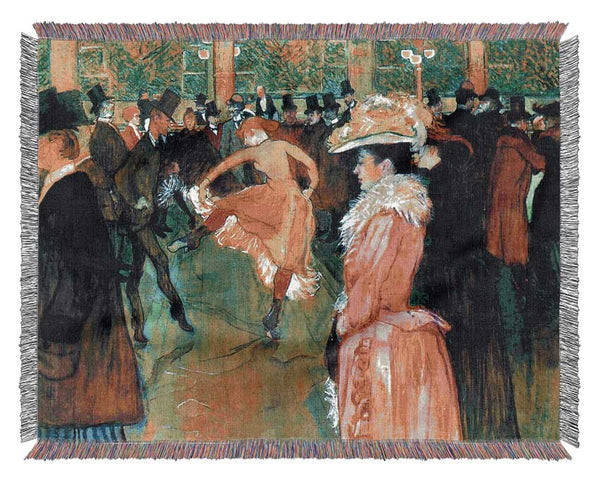 Toulouse Lautrec Ball In The Moulin Rouge Woven Blanket