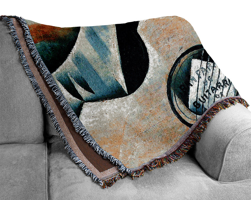 Juan Gris Banjo (Guitar) And Glasses Woven Blanket