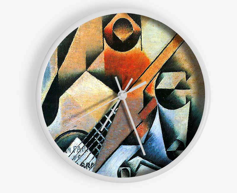 Juan Gris Banjo (Guitar) And Glasses Clock - Wallart-Direct UK