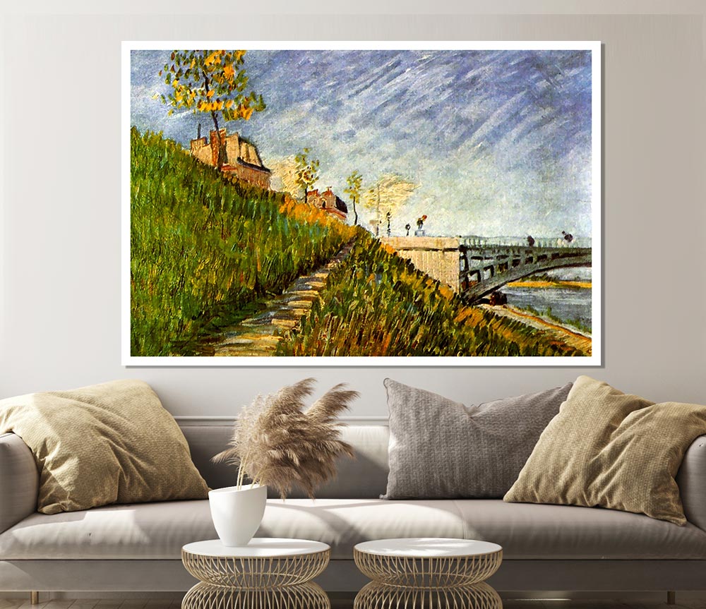 Van Gogh Banks Of The Seine With Pont De Clichy Print Poster Wall Art