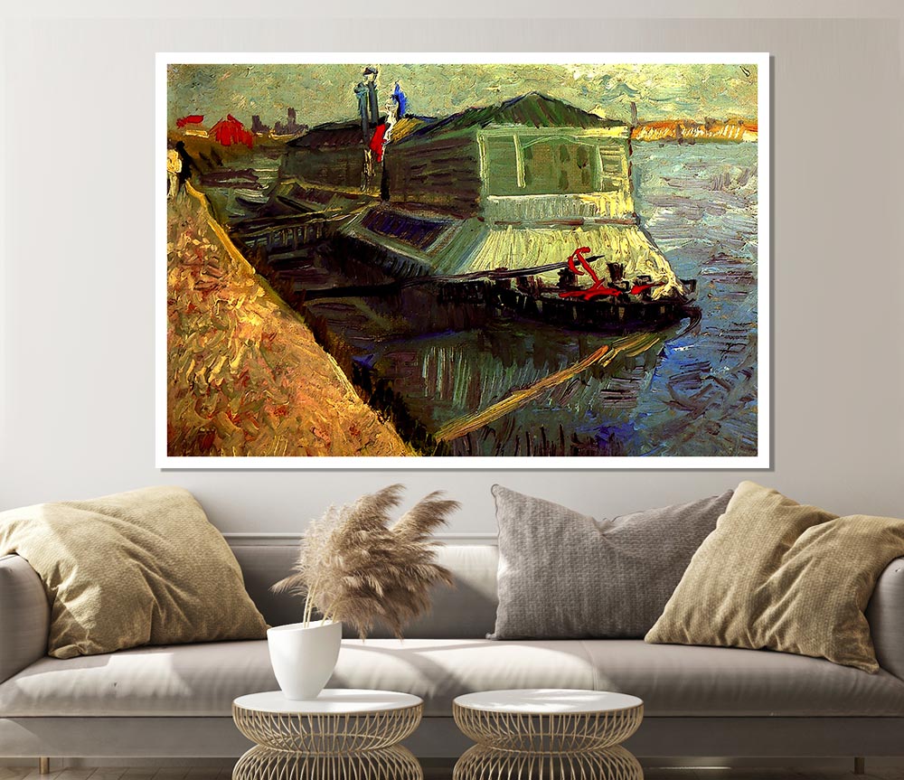 Van Gogh Bathing Float On The Seine At Asniere Print Poster Wall Art