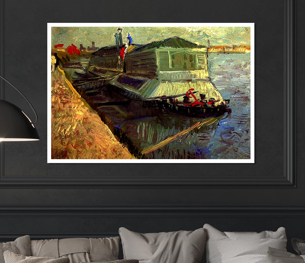 Van Gogh Bathing Float On The Seine At Asniere Print Poster Wall Art