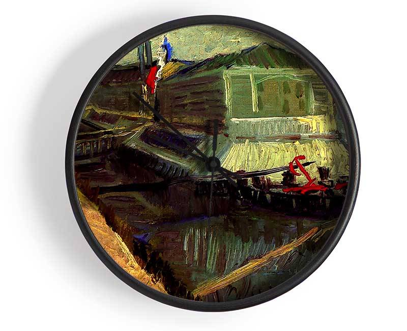 Van Gogh Bathing Float On The Seine At Asniere Clock - Wallart-Direct UK