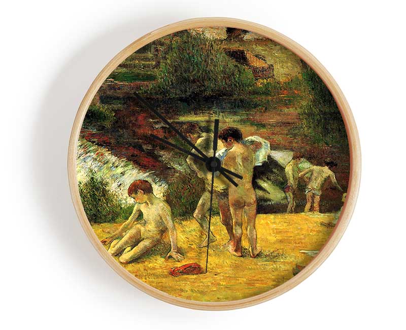 Gauguin Bathing In The Mill Of Bois D Amour Clock - Wallart-Direct UK