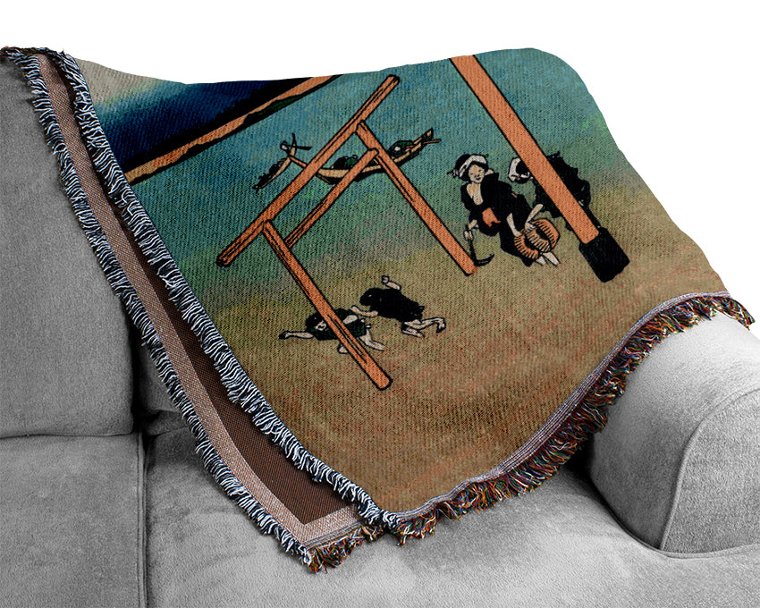 Hokusai Bay Of Noboto Woven Blanket