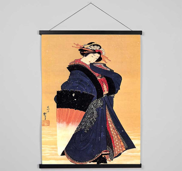 Hokusai Beauty With Umbrella In The Snow Hanging Poster - Wallart-Direct UK