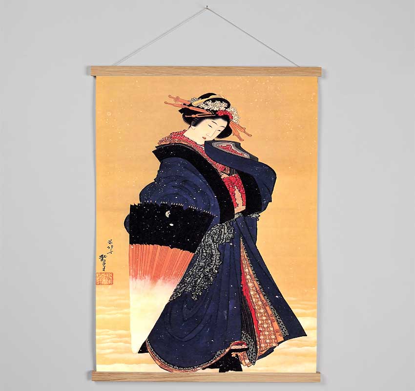 Hokusai Beauty With Umbrella In The Snow Hanging Poster - Wallart-Direct UK