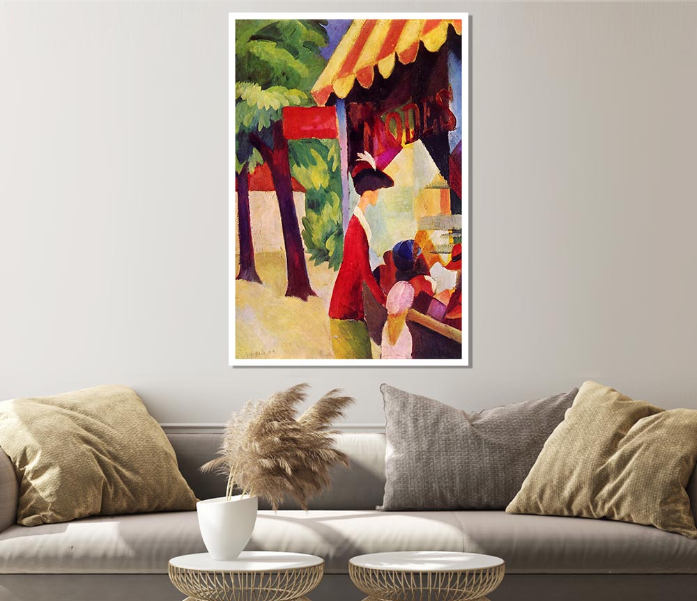 August Macke Before Hutladen Woman With A Red Jacket And Child Print Poster Wall Art