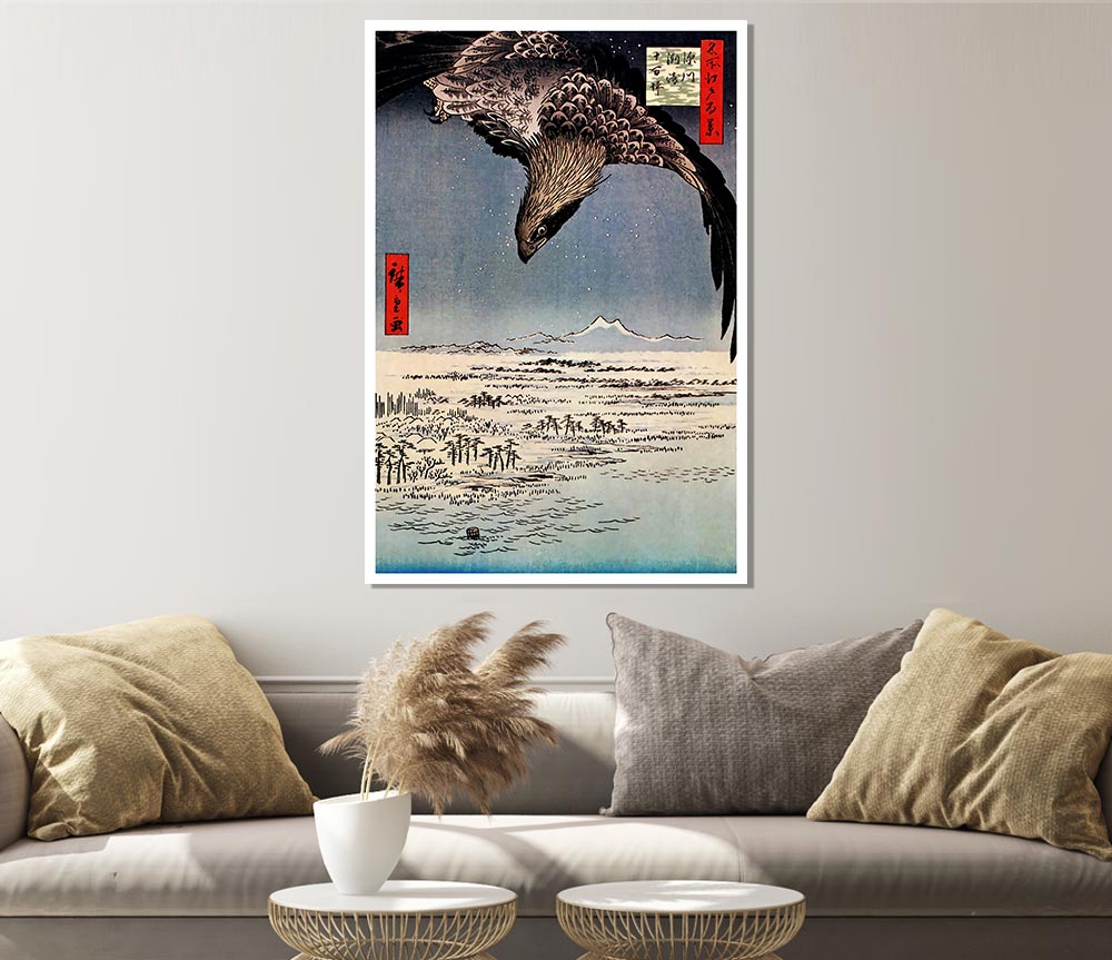 Hiroshige Bird In Flight Print Poster Wall Art