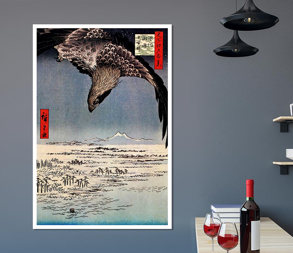 Hiroshige Bird In Flight Print Poster Wall Art