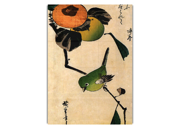 Bird On A Persimmon Tree By Hiroshige