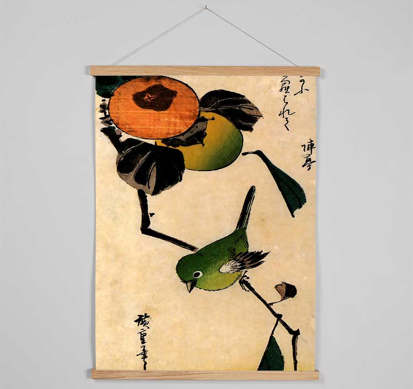 Hiroshige Bird On A Persimmon Tree Hanging Poster - Wallart-Direct UK