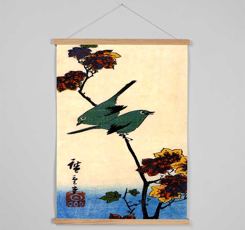 Hiroshige Birds On A Maple Branch Hanging Poster - Wallart-Direct UK