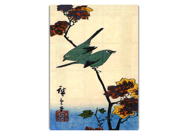 Birds On A Maple Branch By Hiroshige