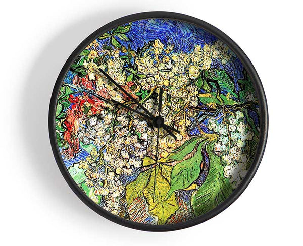 Van Gogh Blossoming Chestnut Branches Clock - Wallart-Direct UK