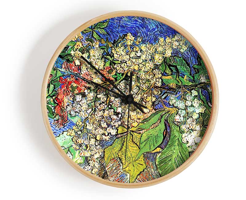 Van Gogh Blossoming Chestnut Branches Clock - Wallart-Direct UK