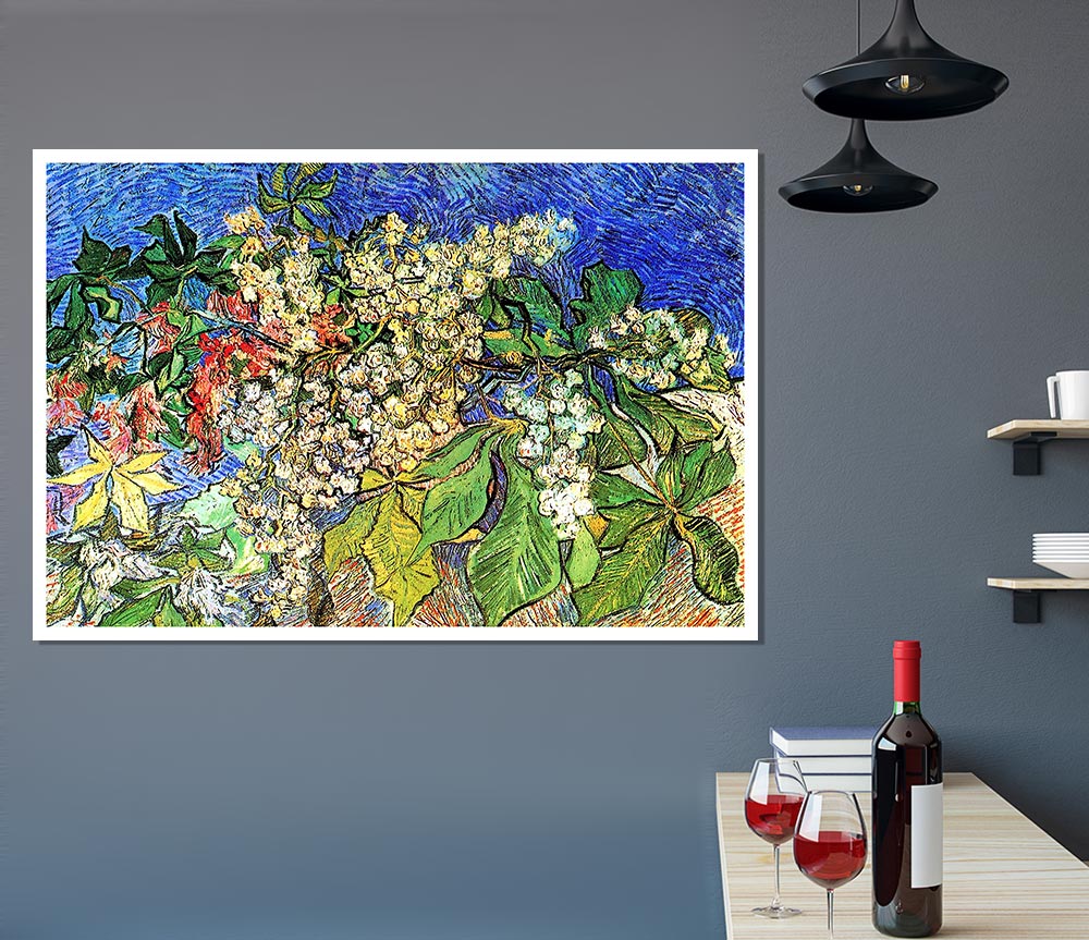 Van Gogh Blossoming Chestnut Branches Print Poster Wall Art