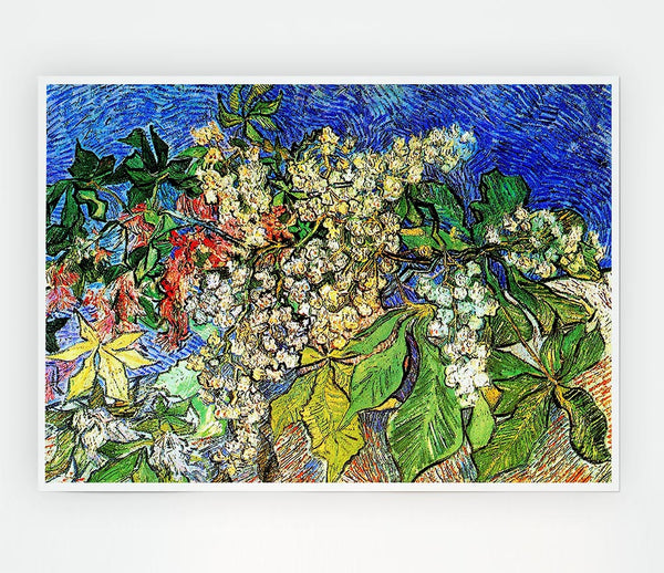 Van Gogh Blossoming Chestnut Branches Print Poster Wall Art