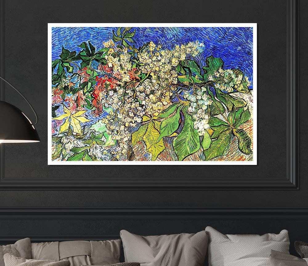 Van Gogh Blossoming Chestnut Branches Print Poster Wall Art