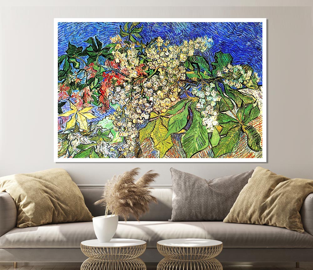 Van Gogh Blossoming Chestnut Branches Print Poster Wall Art