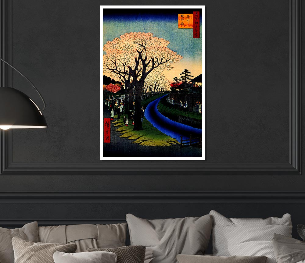 Hiroshige Blossoms On The Tama River Print Poster Wall Art