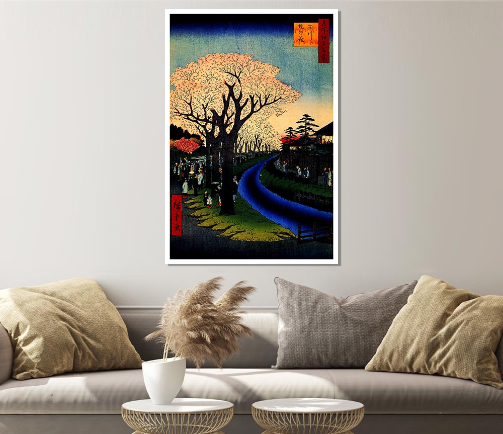 Hiroshige Blossoms On The Tama River Print Poster Wall Art