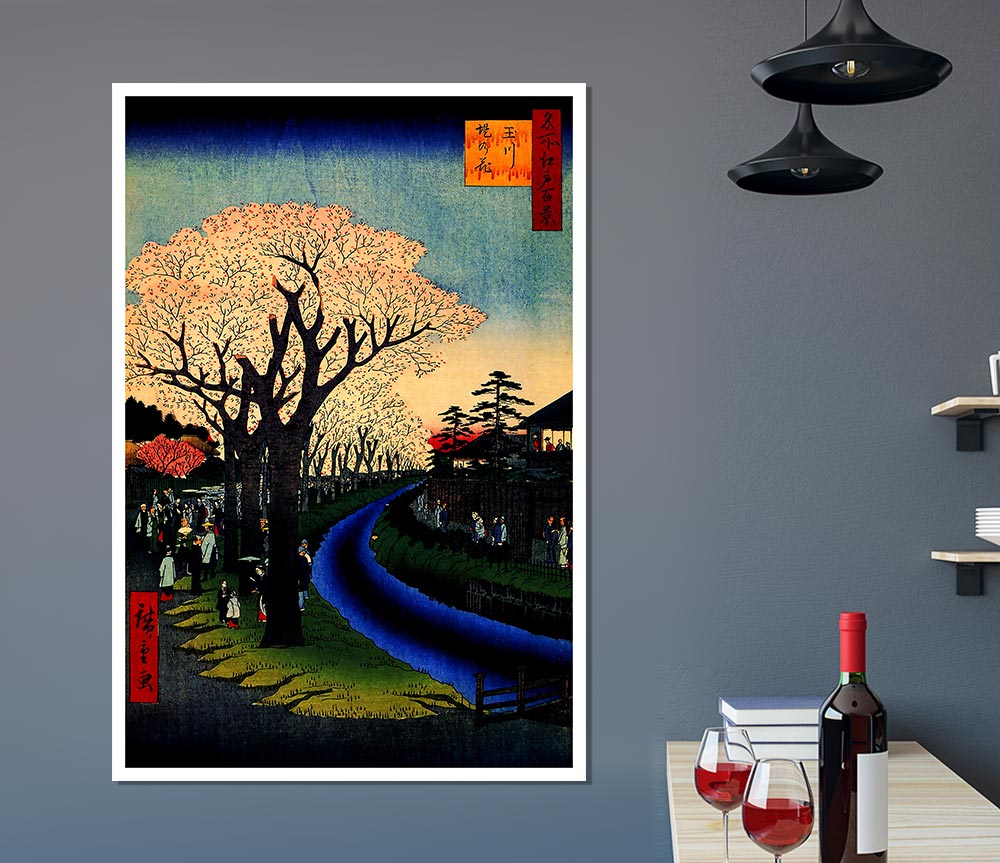 Hiroshige Blossoms On The Tama River Print Poster Wall Art