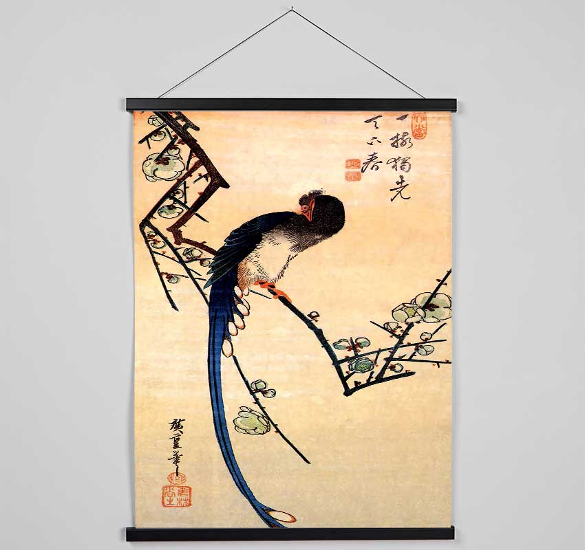 Hiroshige Blue Bird On A Plumtree Hanging Poster - Wallart-Direct UK