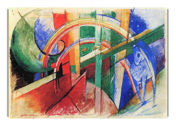 Blue Horse With Rainbow By Franz Marc