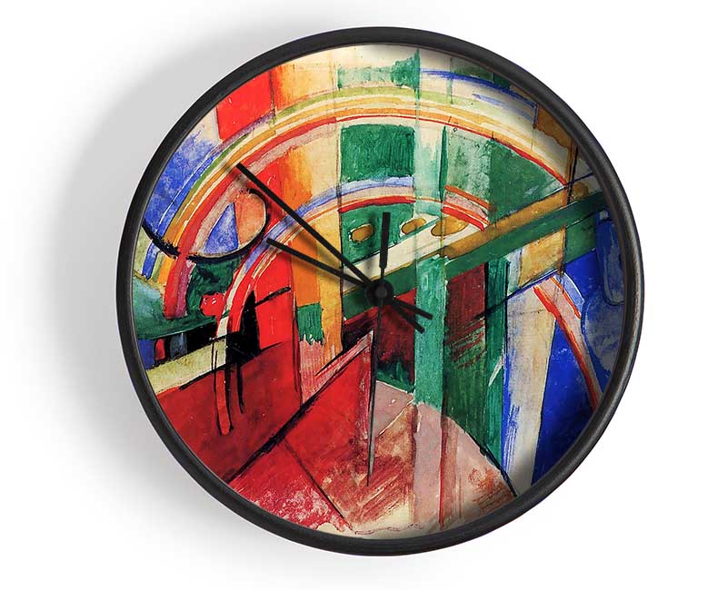 Franz Marc Blue Horse With Rainbow Clock - Wallart-Direct UK