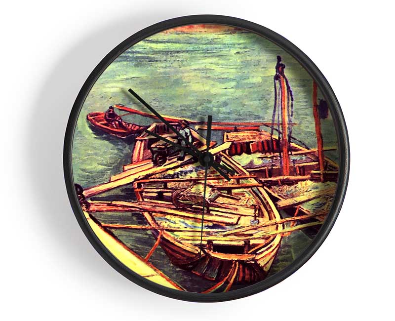 Van Gogh Boats With Sand Clock - Wallart-Direct UK