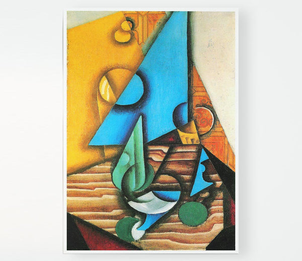 Juan Gris Bottle And Glass On A Table Print Poster Wall Art